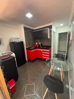 A cozinha ou kitchenette de Flat com vista mar na orla
