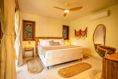 Uma cama ou camas num quarto em Aldeia Jeri Flats