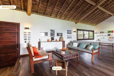 Uma área de estar em Casa da Praia, mansão à beira mar no Fortim