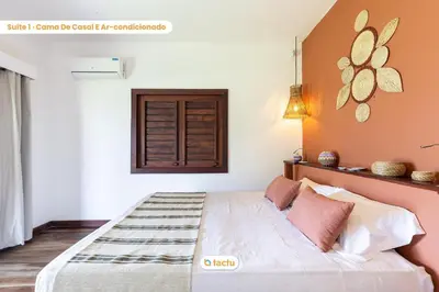 Uma cama ou camas num quarto em Casa da Praia, mansão à beira mar no Fortim