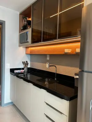 A cozinha ou kitchenette de Apartamento beach class Meireles Vista mar