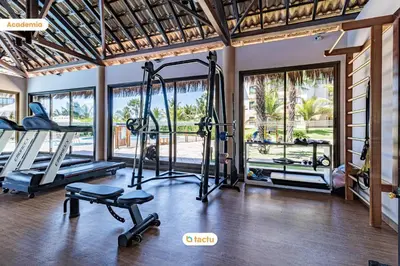 O centro de fitness e/ou as comodidades de fitness de Studio equipado e completo no VG Sun Cumbuco
