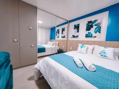 Uma cama ou camas num quarto em Studio compacto no Cocó - One Milenio