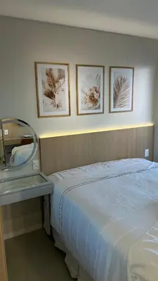 Uma cama ou camas num quarto em Beach Class Meireles Studio Rooftop 500m BeiraMar