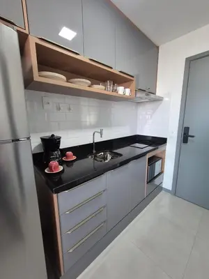 A cozinha ou kitchenette de Studio moderno e completo Perto da Av, Beira Mar