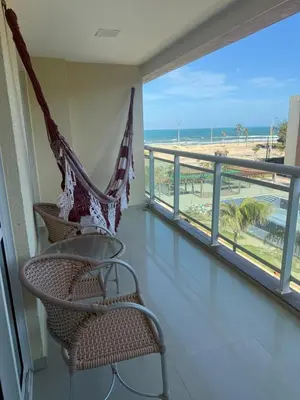 Uma varanda ou terraço em Apt p 7 pessoas pé na areia com vista Mar