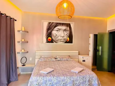 Uma cama ou camas num quarto em Enigma Casa Preá