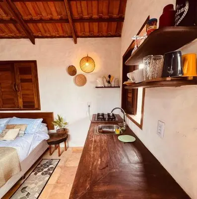 A cozinha ou kitchenette de Preá Chalé Tsuru