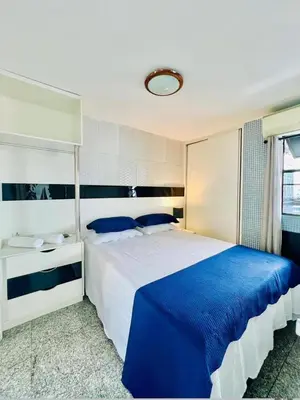 Uma cama ou camas num quarto em FLATBEIRAMAr2024