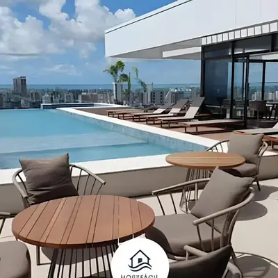 Studio Quartzo no Meireles com Piscina no Rooftop e Academia