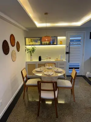 A cozinha ou kitchenette de Flat av beira mar lindo e aconchegante
