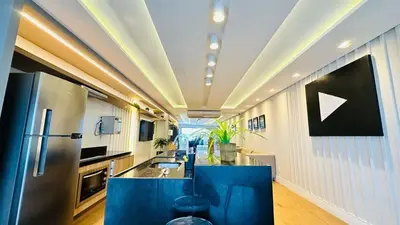 A cozinha ou kitchenette de Flat av beira mar lindo e aconchegante