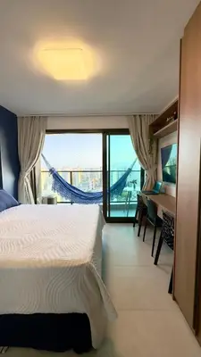 Uma cama ou camas num quarto em Studio Premium no Meireles - a 500 m da Beira Mar