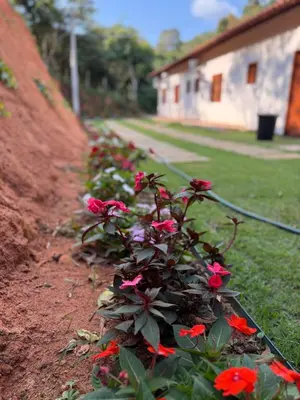 Um jardim no exterior de Sítio João de Barro