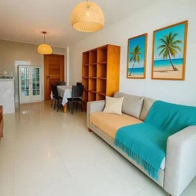 Uma área de estar em VGFUN-447 3 quartos 2 wcs Vista Mar Pé na Areia Praia do Futuro