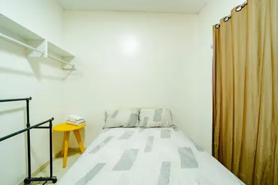 Uma cama ou camas num quarto em Flat Completo p 2 pessoas Proximo ao Aeroporto