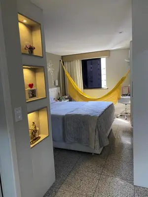 Uma cama ou camas num quarto em Flat mobiliado na Beira Mar