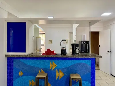 A cozinha ou kitchenette de Apartamento em condomínio com acesso à praia