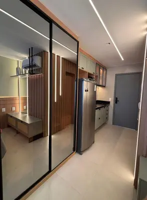 A cozinha ou kitchenette de Studio 1412 próximo à Beira-Mar de Fortaleza-Ce