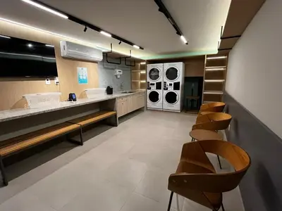 A cozinha ou kitchenette de Studio 1412 próximo à Beira-Mar de Fortaleza-Ce