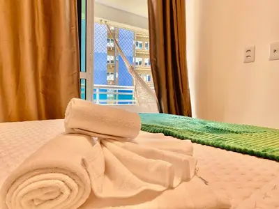 Uma cama ou camas num quarto em Aconchego nordestino em Fortaleza com o melhor de um resort