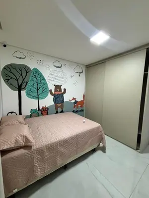 Uma cama ou camas num quarto em Casa Moderna & Conforto