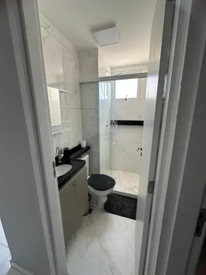 Uma casa de banho em Apê Pé na Areia com Vista Mar Ar-condicionado & Garagem