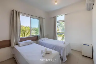 Uma cama ou camas num quarto em Apto c/ 2 Quartos a 150 m da Praia KVD0201