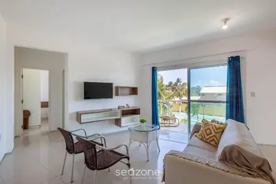 Uma televisão e/ou sistema de entretenimento em Apto c/ 2 Quartos a 150 m da Praia KVD0201
