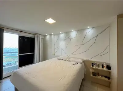 Uma cama ou camas num quarto em Terraço Atlântico Vista Mar 2 quartos 2 banheiros