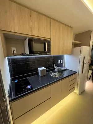 A cozinha ou kitchenette de Flat Beach Class 600m from the beach Fortaleza praia