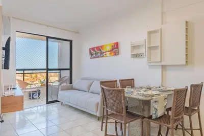 Uma área de estar em Studio no Porto das Dunas vista mar e Beach Park!