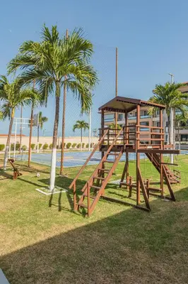 A área de jogos para crianças em Studio no Porto das Dunas vista mar e Beach Park!