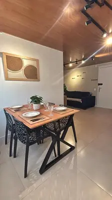 Uma área de estar em Apartamento Pé na Areia Praia do Futuro Fortaleza