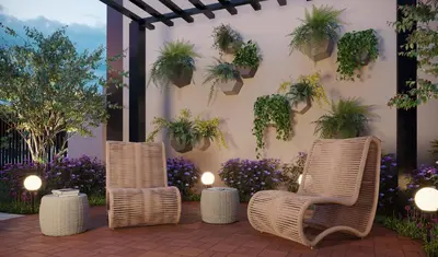 Um jardim no exterior de Mirante Condominio Clube