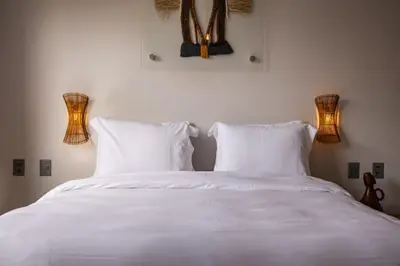Uma cama ou camas num quarto em Villa Nikita