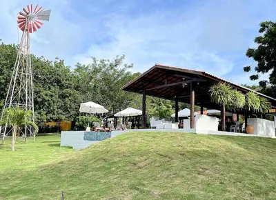 Um jardim no exterior de Casa de Campo a 11 km de Flecheiras