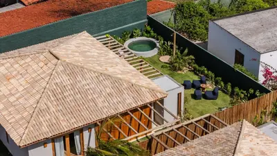 Um jardim no exterior de Casa Água - Praia do Preá