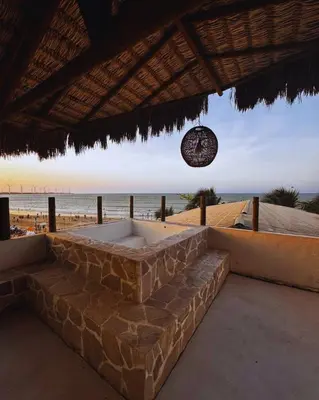 A planta de Lar Riviera Flat - com jacuzzi e vista mar