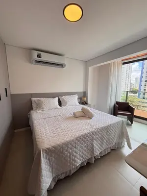 Uma cama ou camas num quarto em Beach class Meireles -412