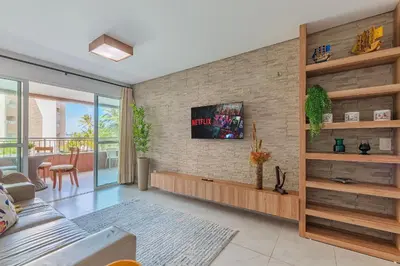 Uma televisão e/ou sistema de entretenimento em Scopa Beach #C5-200 - Pé na areia by Carpediem