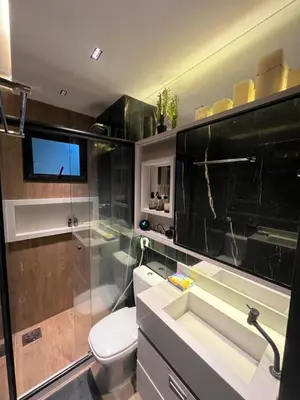 A cozinha ou kitchenette de Suite com vista incrivel Porto Jangada