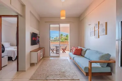 Uma área de estar em Cumbuco Residence #309 - 2 quartos by Carpediem