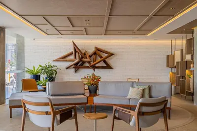 Uma área de estar em Praiano Hotel