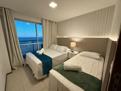 Uma cama ou camas num quarto em Terraços do Atlantico - Beira mar de Iracema