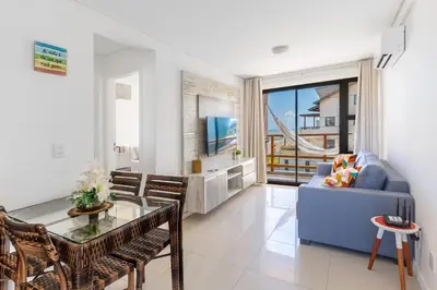 Uma área de estar em Beach front Varandas Do Mar
