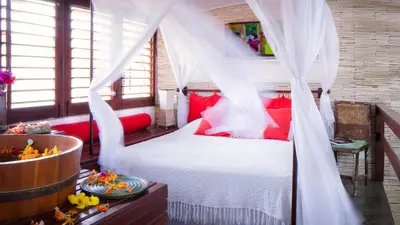 Uma cama ou camas num quarto em Naquela Jericoacoara