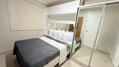 Uma cama ou camas num quarto em Apartments Vg Fun Praia do Futuro