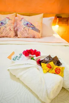 Uma cama ou camas num quarto em Olho D'Água Pousada