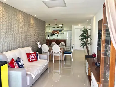 Uma área de estar em Apto. Solárium com vista Piscina Próx. Beach Park